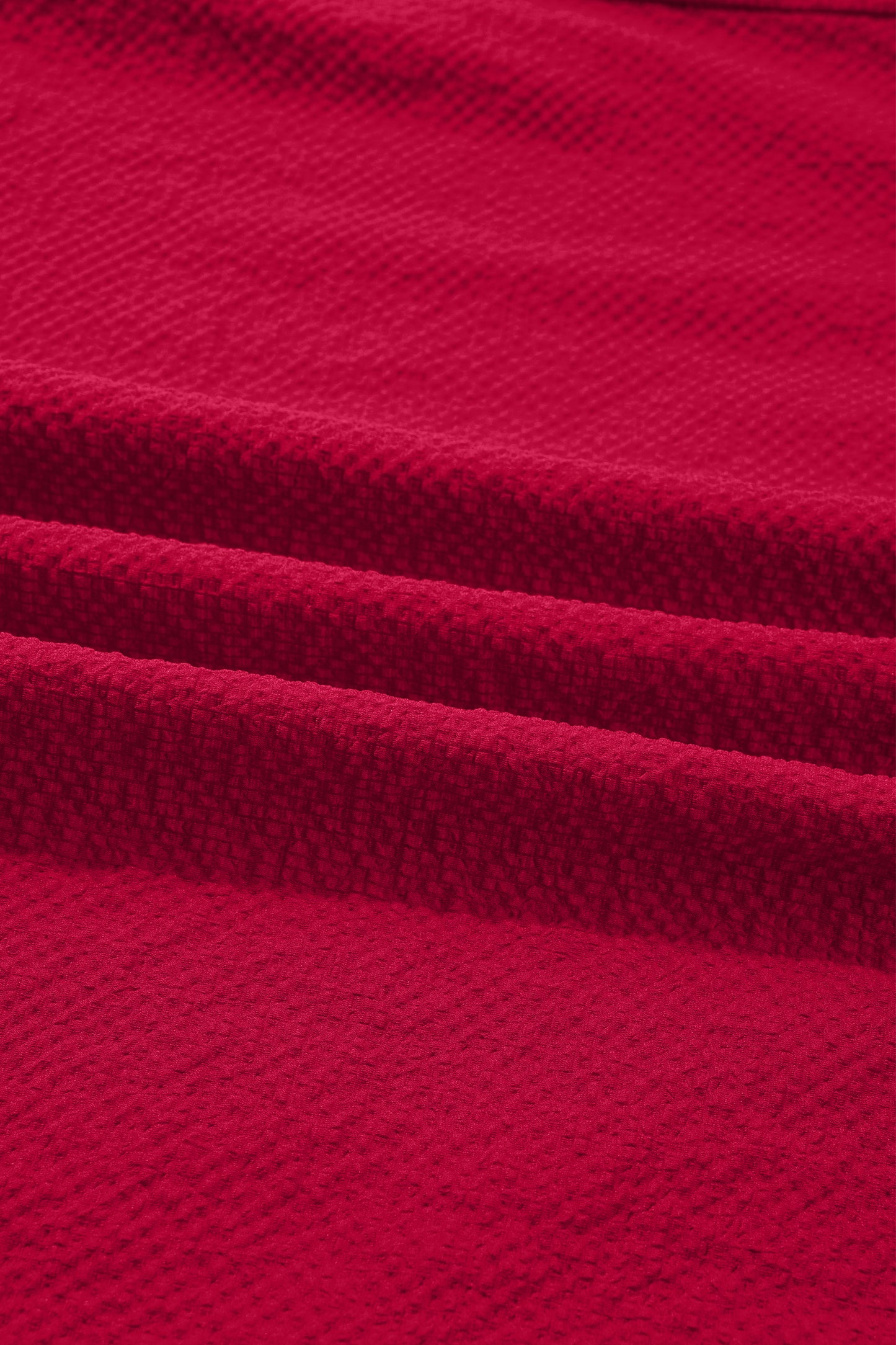 Racing Red Leopard Jacquard Print V Neck Textured Blouse