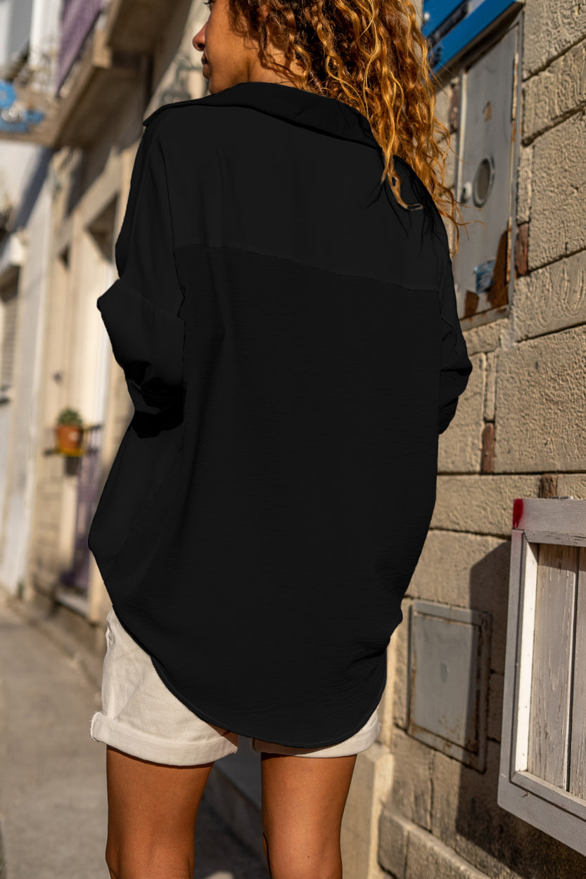 Beige Pure Color Patch Pocket Shirt