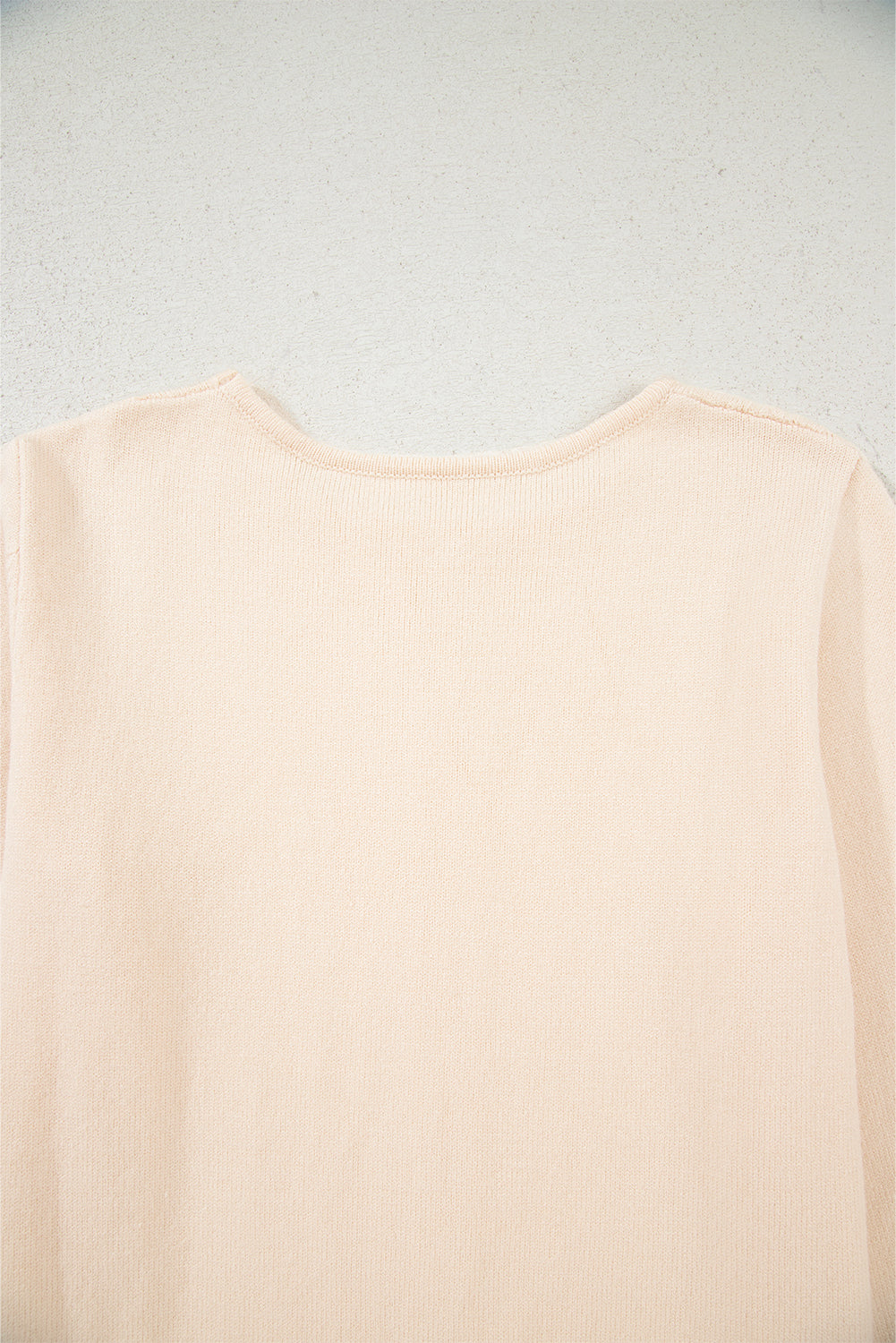 Beige Cable Texture Bohemian Ruffle Hem Patchwork Sweater