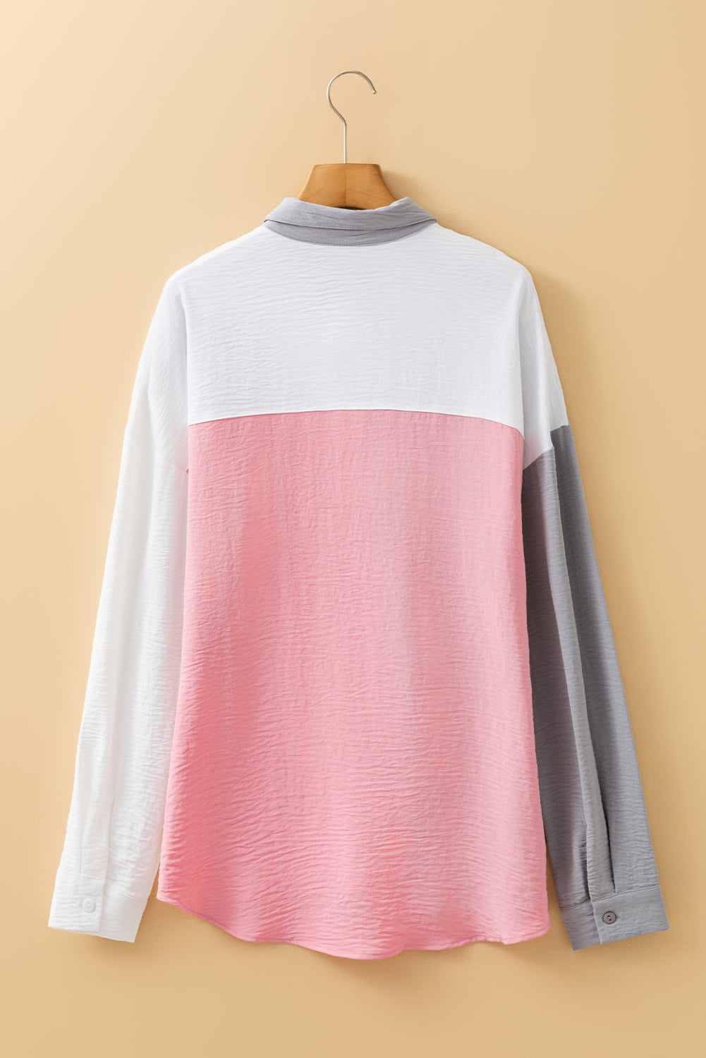 Beige Pure Color Patch Pocket Shirt