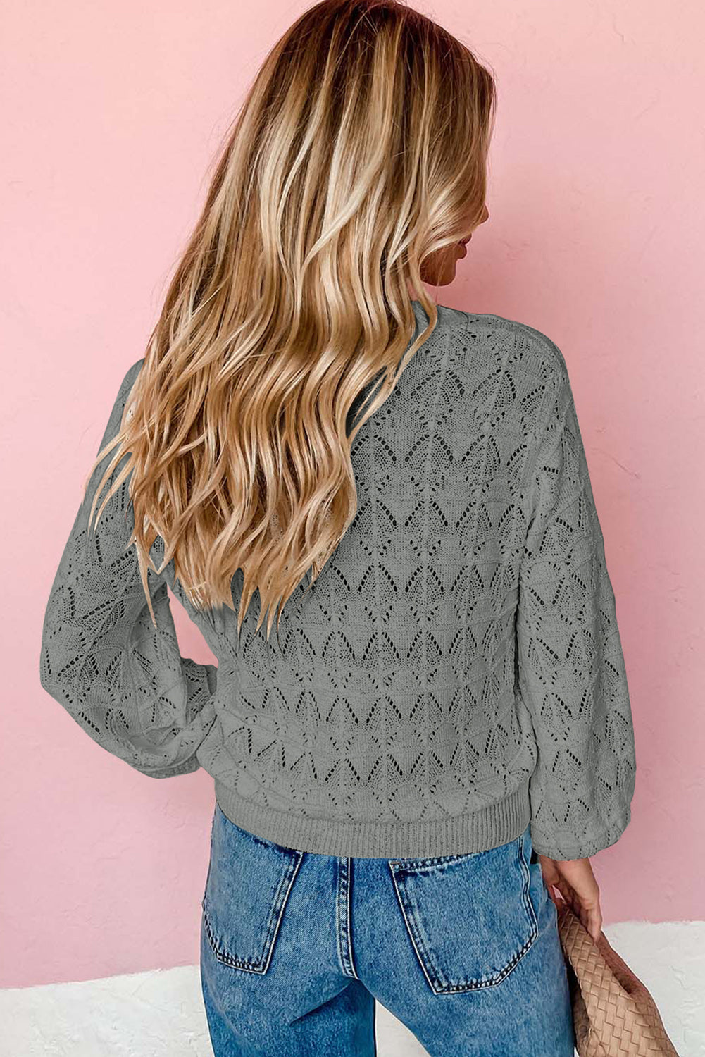 Green Lightweight Buttoned Front Crochet Cardigan