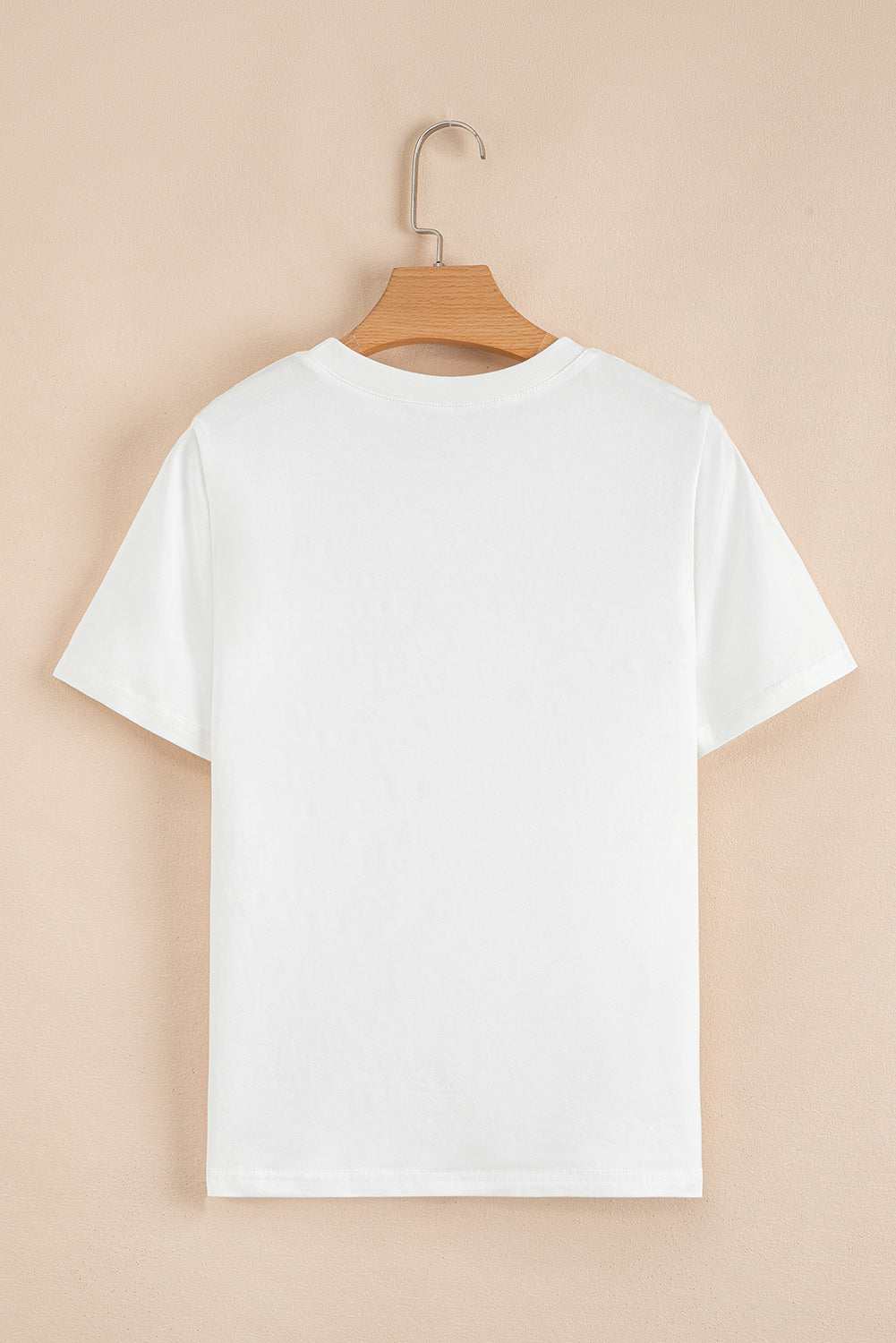 White Rhinestone Bow Embellished Round Neck Tee