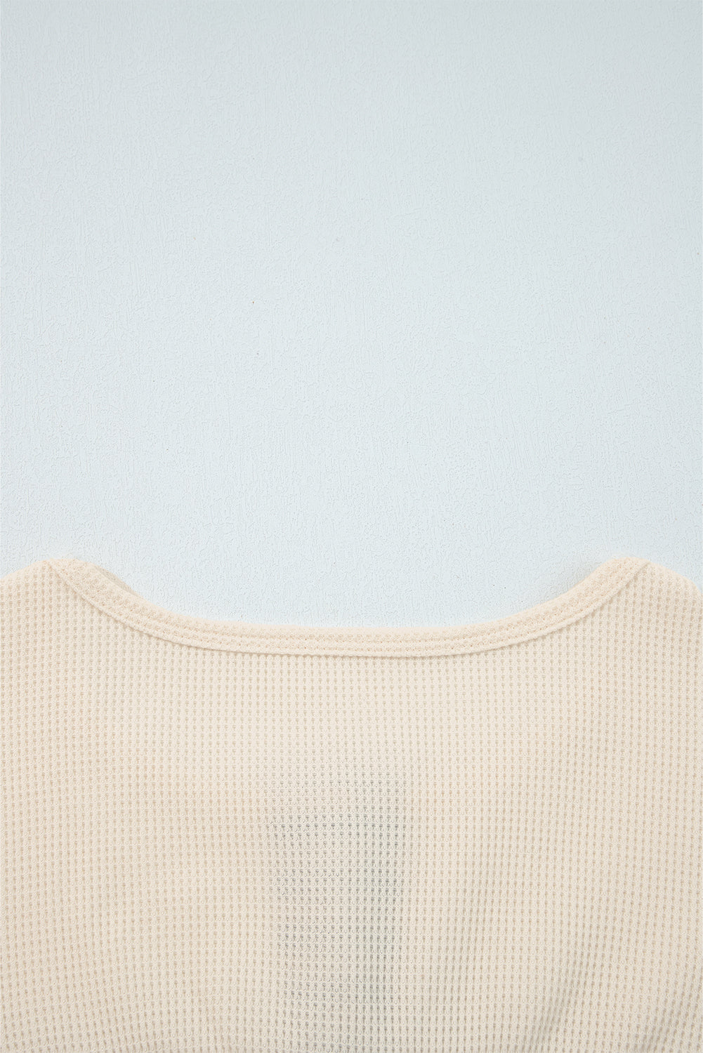 Straw Yellow Waffle Stripe Plaid Patchwork Henley Knit Top