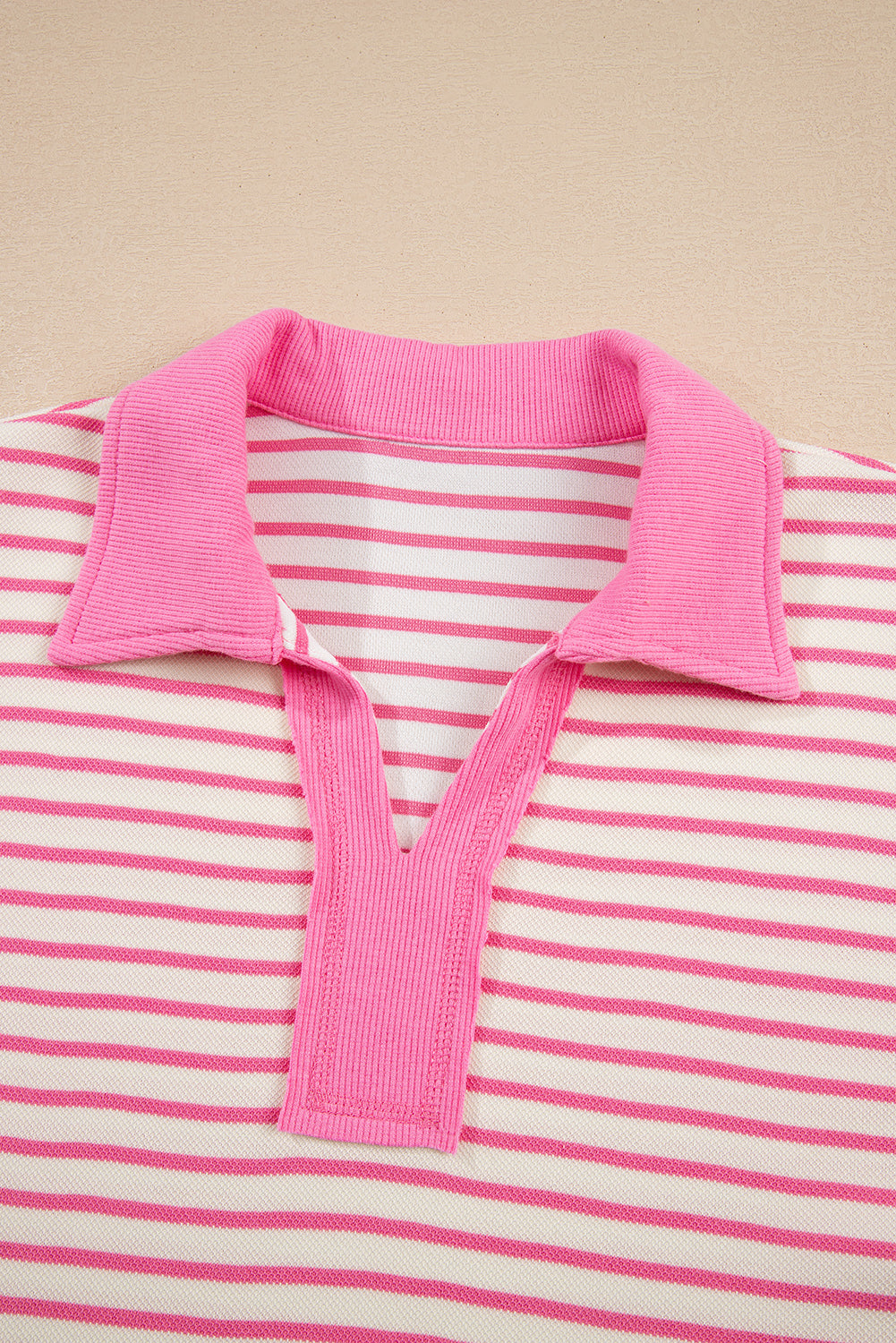 Green Stripe Collared V Neck Drop Shoulder Pullover and Skort 2pcs Outfit