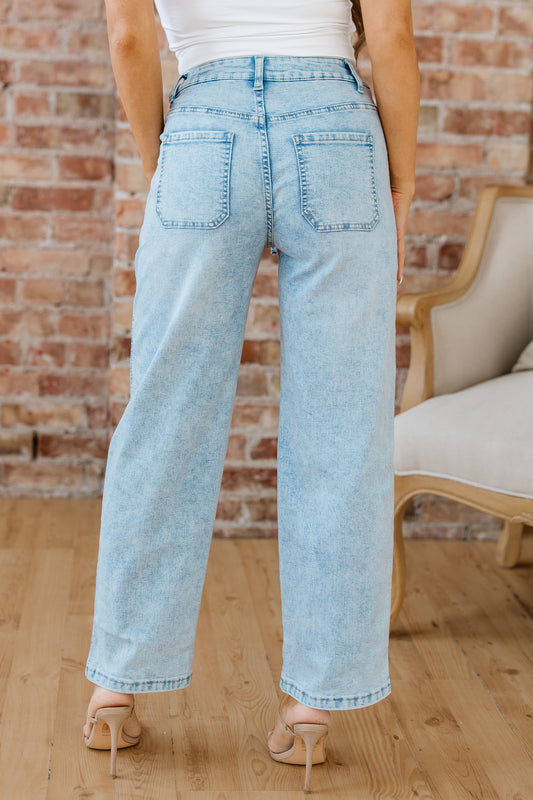 Myosotis Exposed Stitch Detail Drawstring Barrel Jeans