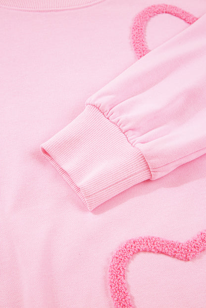 Phalaenopsis Chenille Heart Pattern Casual 2pcs Pants Set