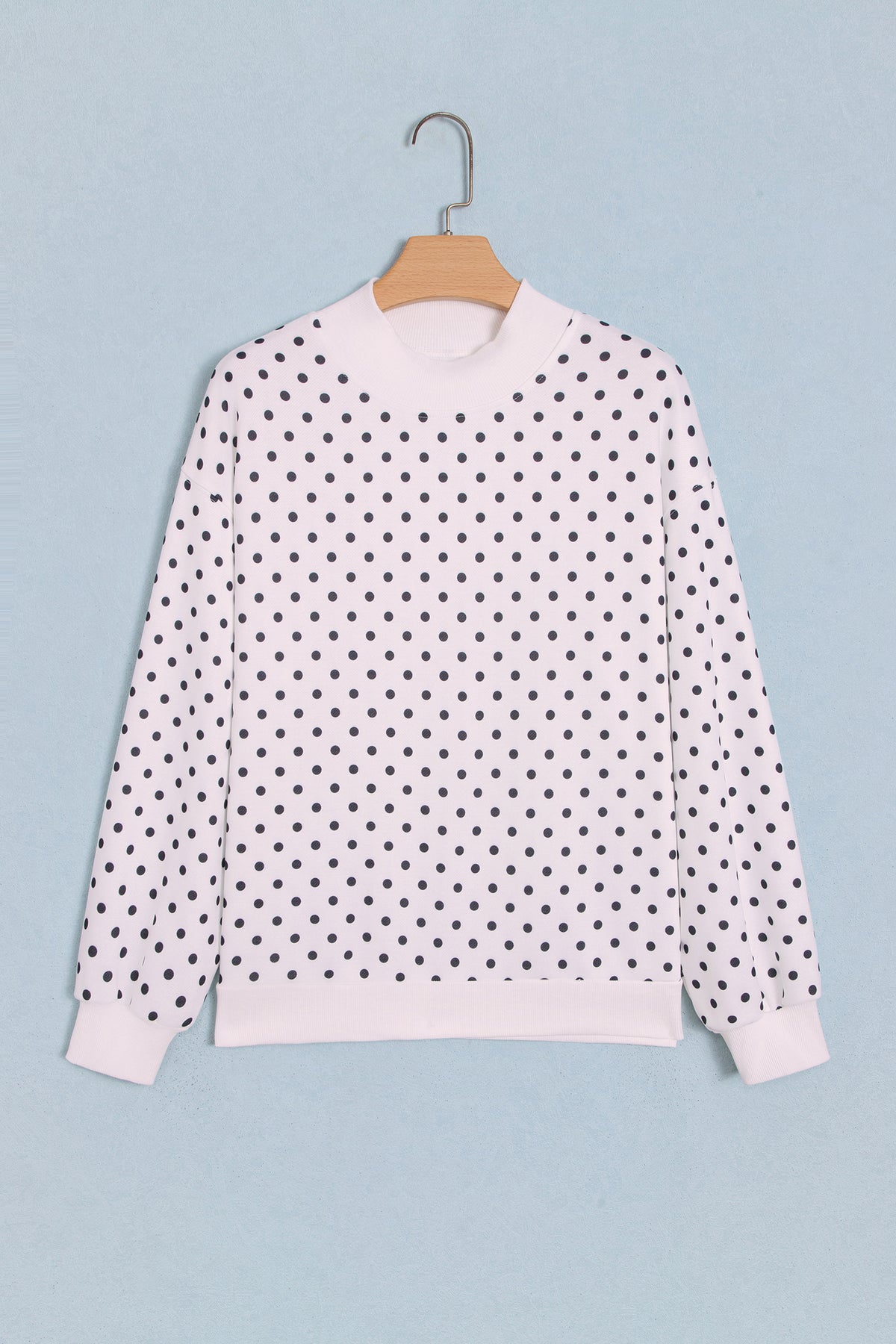 Brown Casual Polka Dot Mock Neck Sweatshirt