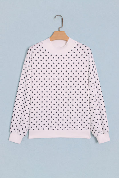 Brown Casual Polka Dot Mock Neck Sweatshirt
