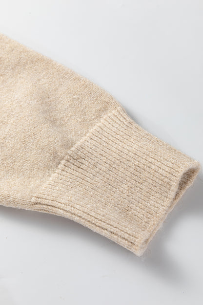 Parchment Button Lace Detail Raglan Sleeve Shift Mini Sweater Dress