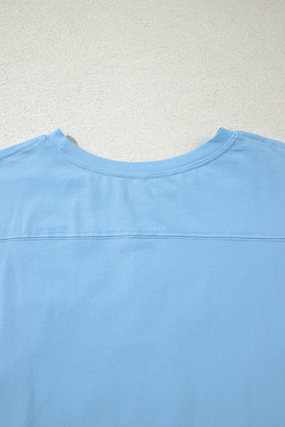 Myosotis Frayed Denim Star Patched Oversize T Shirt