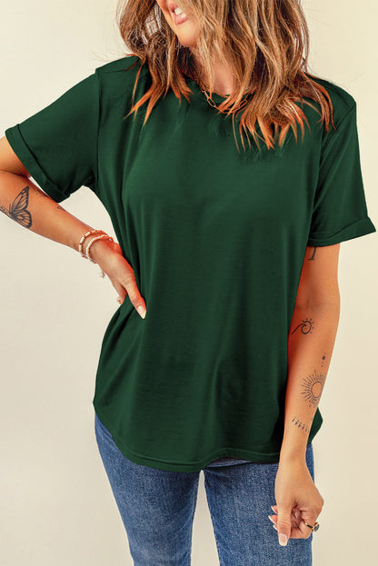 Yellow Cream Casual Plain Crew Neck Tee