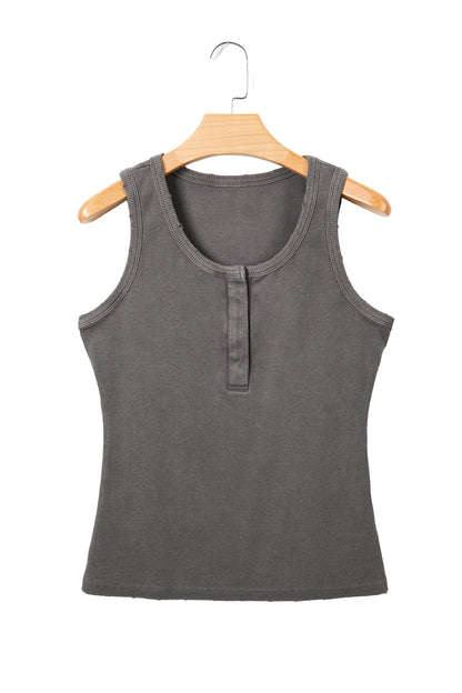 Bright Green Vintage Distressed Ribbed Mineral Wash Tank Top