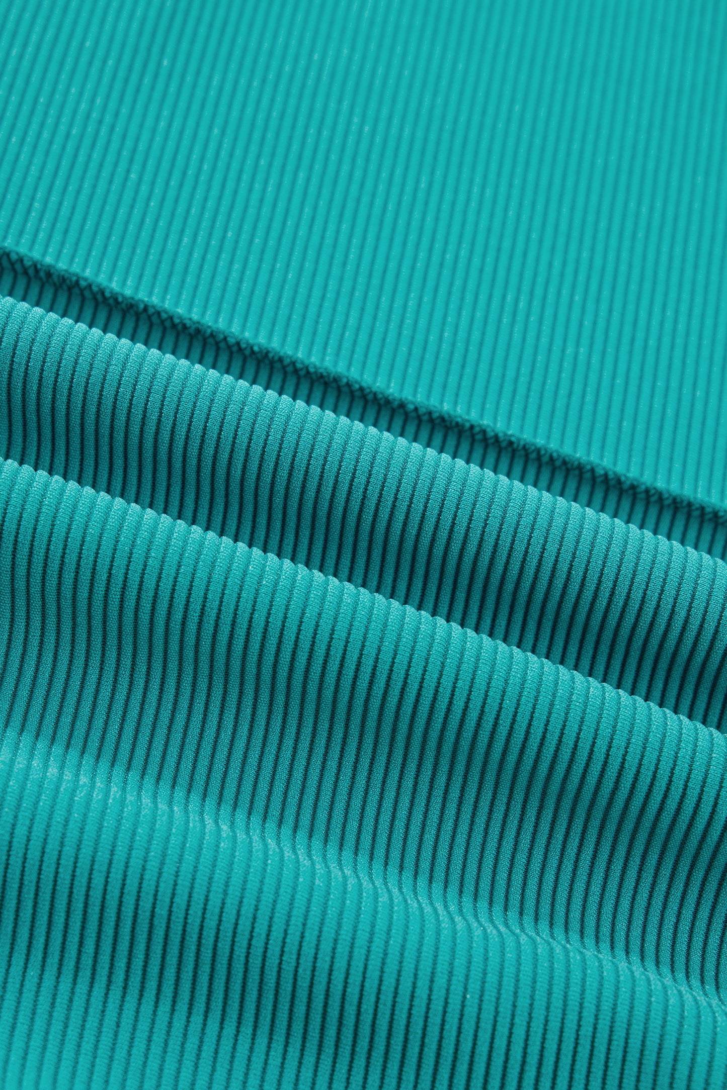 Sea Green Horizontal Ribbed Exposed Seam Detail Drop Shoulder Baggy Pullover