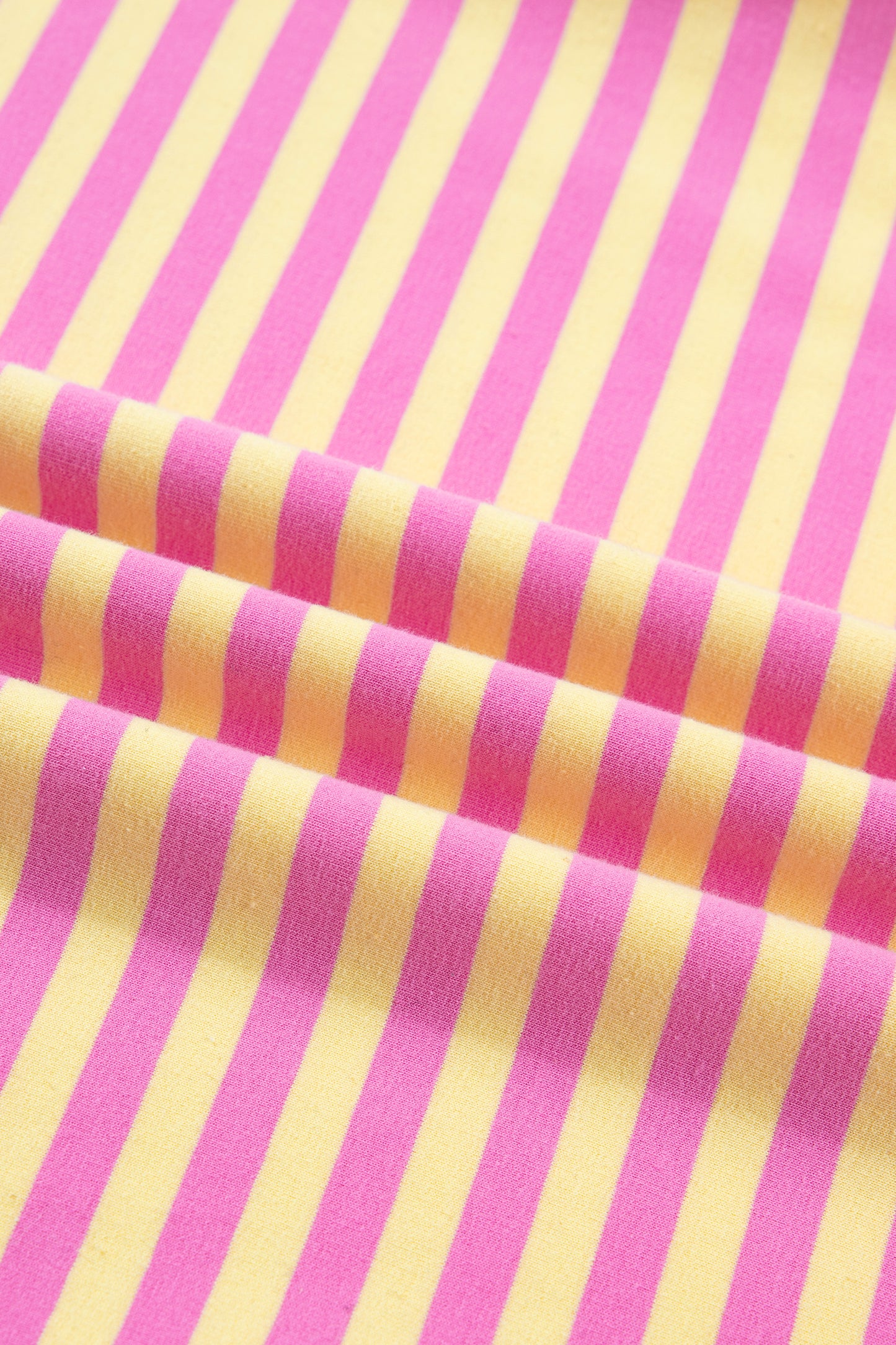 Yellow Stripe Drop Shoulder Boxy Casual Terry Short Set