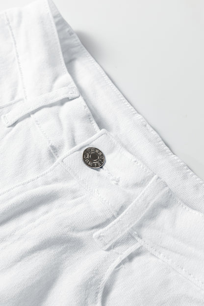 White Bow Knot Side Detail Straight Leg Loose Jeans