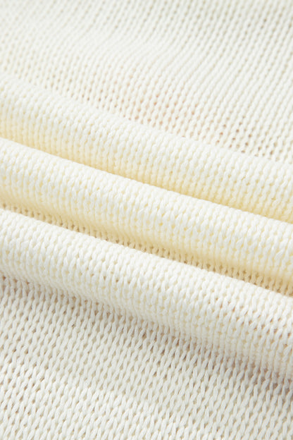 White Short Sleeve Knit Contrast Bow Knot Loose Sweater