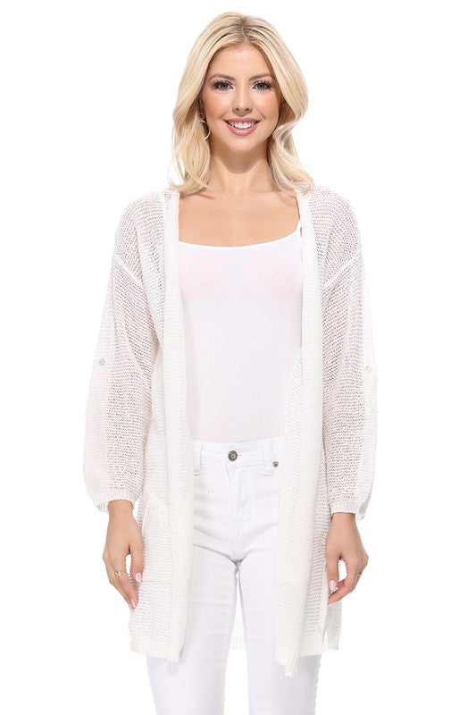 SS See Through Stitch Sweater Long Cardigan