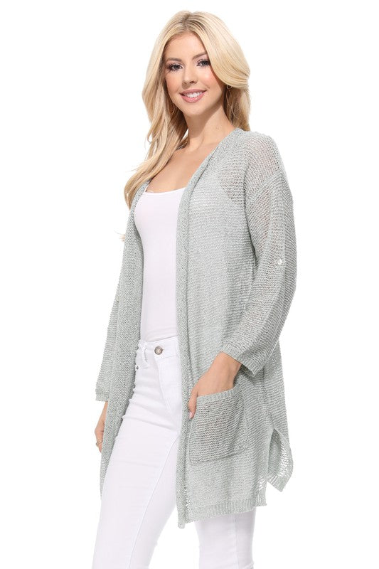 SS See Through Stitch Sweater Long Cardigan