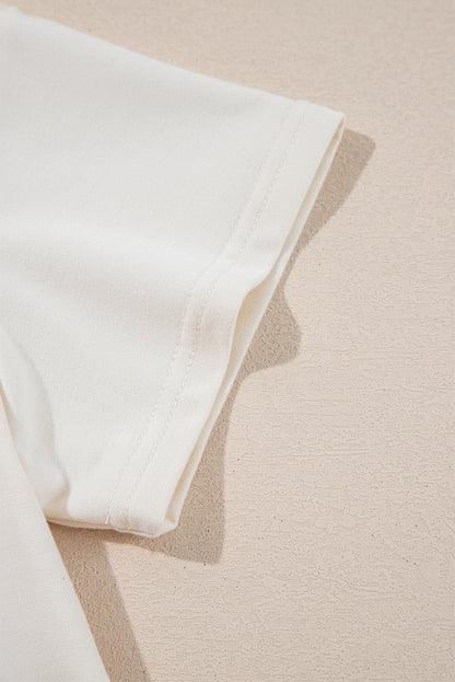 Beige 2pcs Cropped Tee and Ruffle High Waist Skort Set