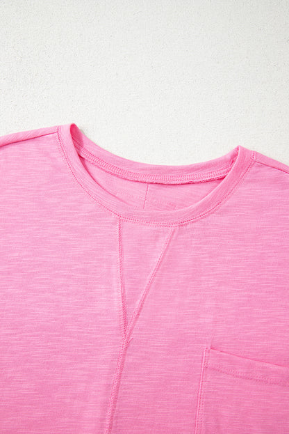 Sachet Pink Loose Fit Half Sleeve T Shirt and High Waist Skirt Set