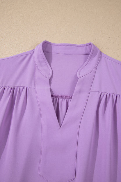 Phalaenopsis V Neck Puff Sleeve Summer Blouse