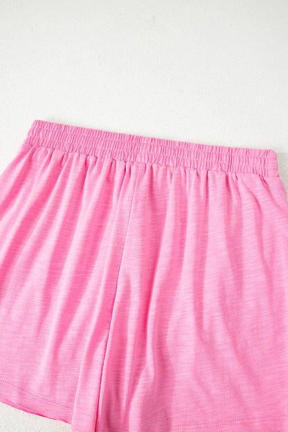 Sachet Pink Loose Fit Half Sleeve T Shirt and High Waist Skirt Set