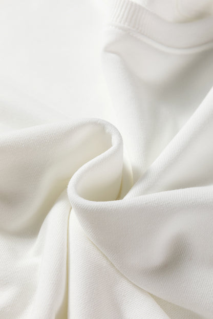 Beige Striped Drop Shoulder Round Neck Pullover and Jogger Pants Active Outfit