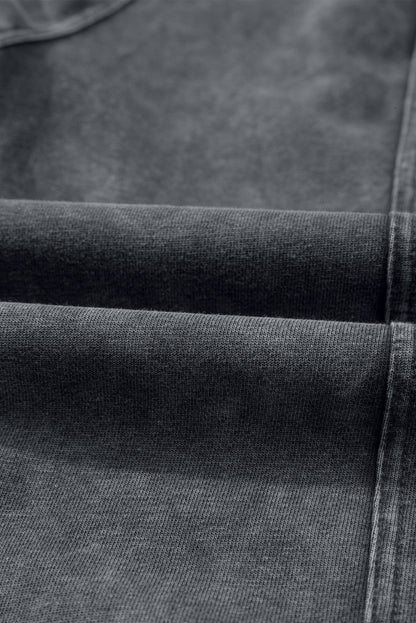 Medium Grey Mineral Wash Jogger Style High Waist Casual Pants