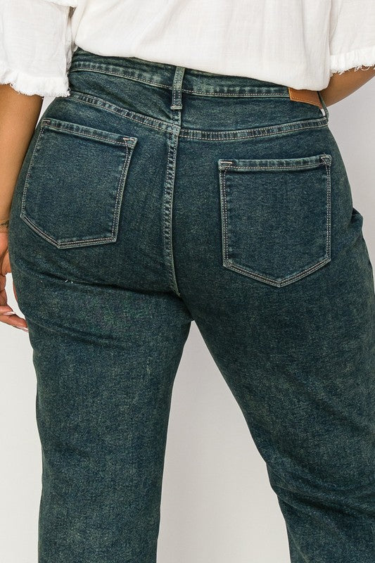 PLUS SIZE - HIGH RISE STRETCH STRAIGHT JEANS