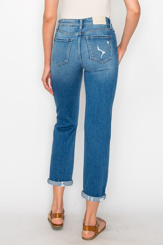 HIGH RISE TAPERED LEG JEANS