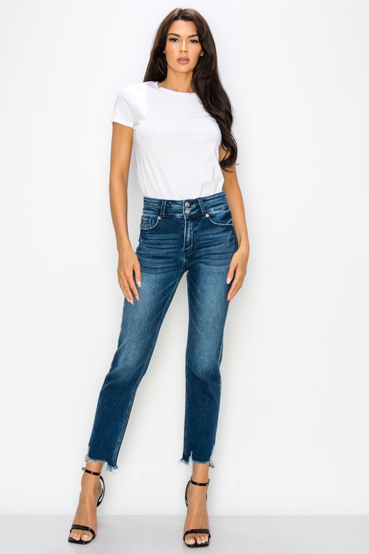 PLUS SIZE - HIGH RISE DOUBLE WAIST BAND JEANS