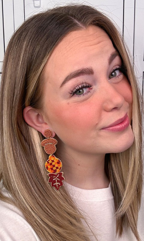 Acorns Pumpkin and Maple Leaf Earrings