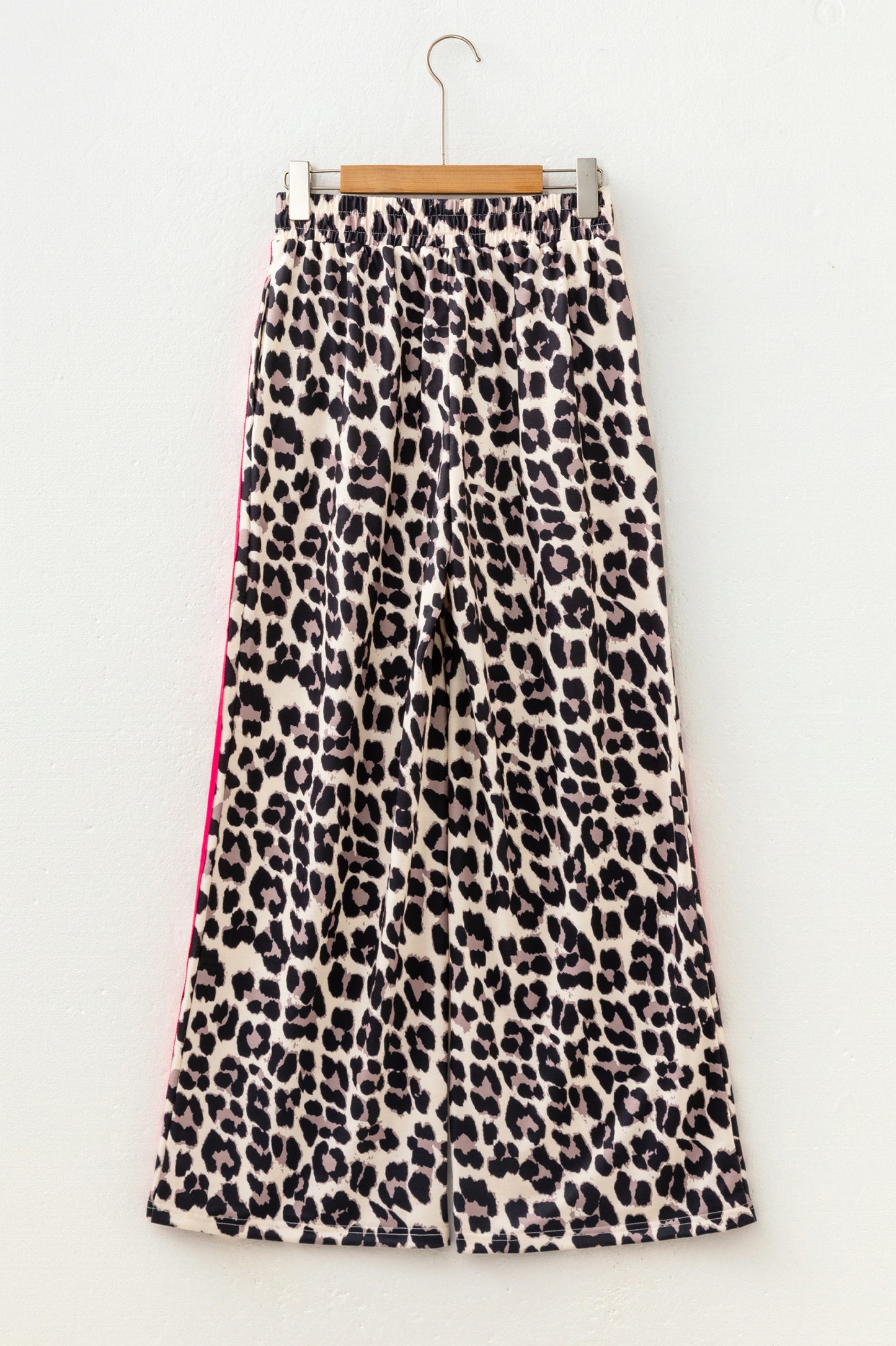 Rose Side Stripe Leopard Wide leg Trousers