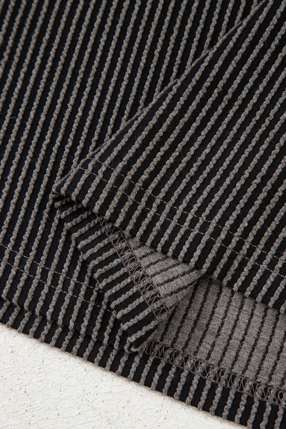 Carbon Grey Leopard Patchwork Edge Twisted Rib T Shirt and Cropped Pants Set