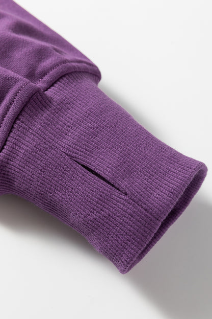 Green Bay Solid Color Oversize Slit Sweatshirt Ribbed Leggings 2pcs Set