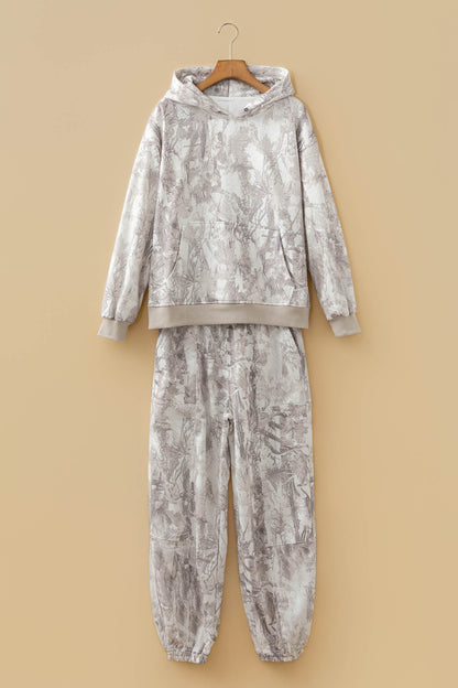 Multicolour Abstract Print Long Sleeve Elastic Waist Pant Set