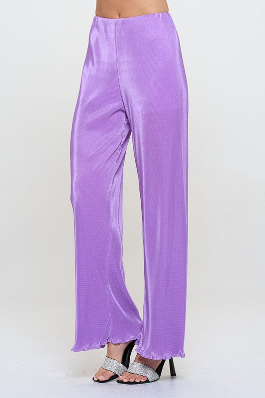 Made in USA Vibrant Plisse Lined Straight Pants