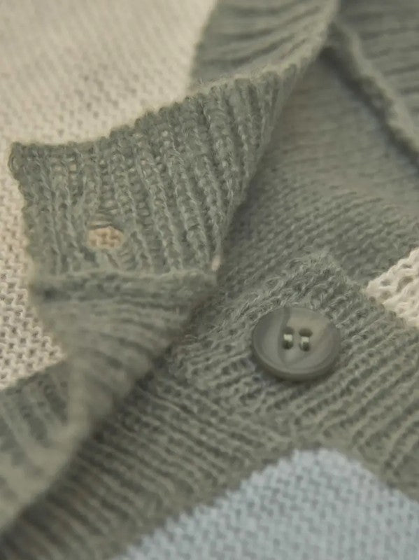 Sage Beige Cream Solid Button Up Sweater Cardigan