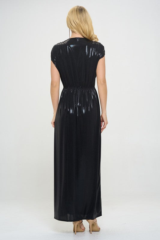 Made in USA Sleeveless Metallic Maxi Dress