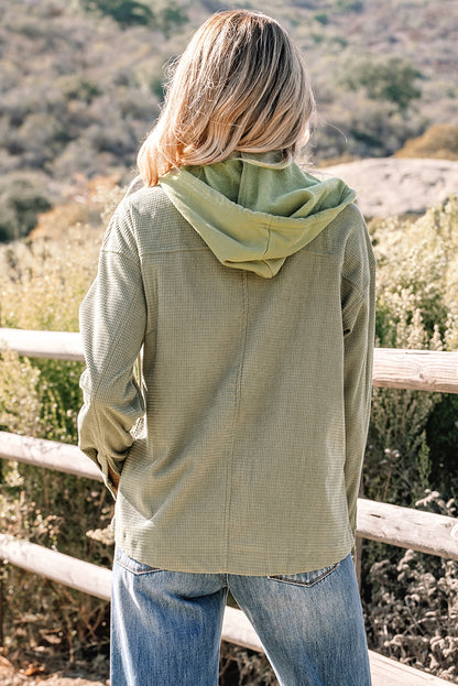 Beige 2 in 1 Thermal Knit Textured Hooded Jacket