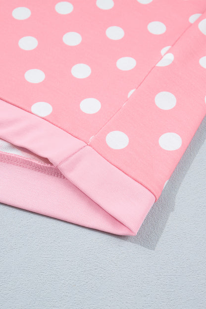 Sky Blue Polka Dot Oversized Top Drawstring Short Set