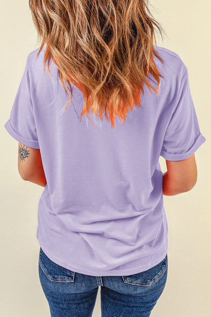 Yellow Cream Casual Plain Crew Neck Tee