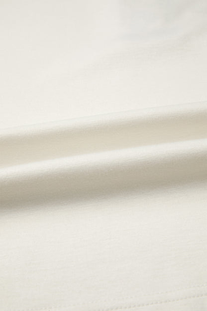 Beige Leopard Patchwork Half Button Short Sleeve Top