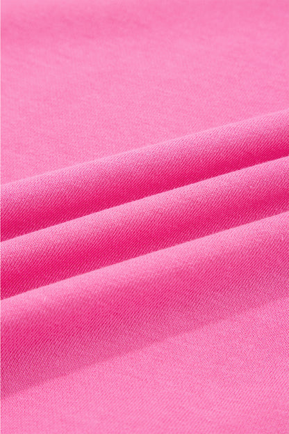 Sachet Pink Solid Color Collared Pullover and Central Seam Pants Set