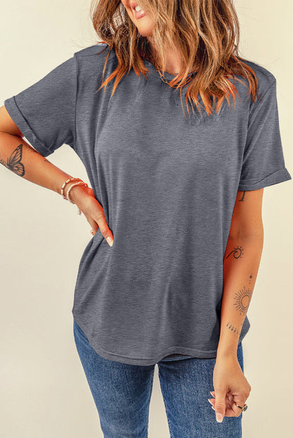 Yellow Cream Casual Plain Crew Neck Tee