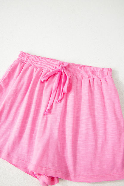 Sachet Pink Loose Fit Half Sleeve T Shirt and High Waist Skirt Set