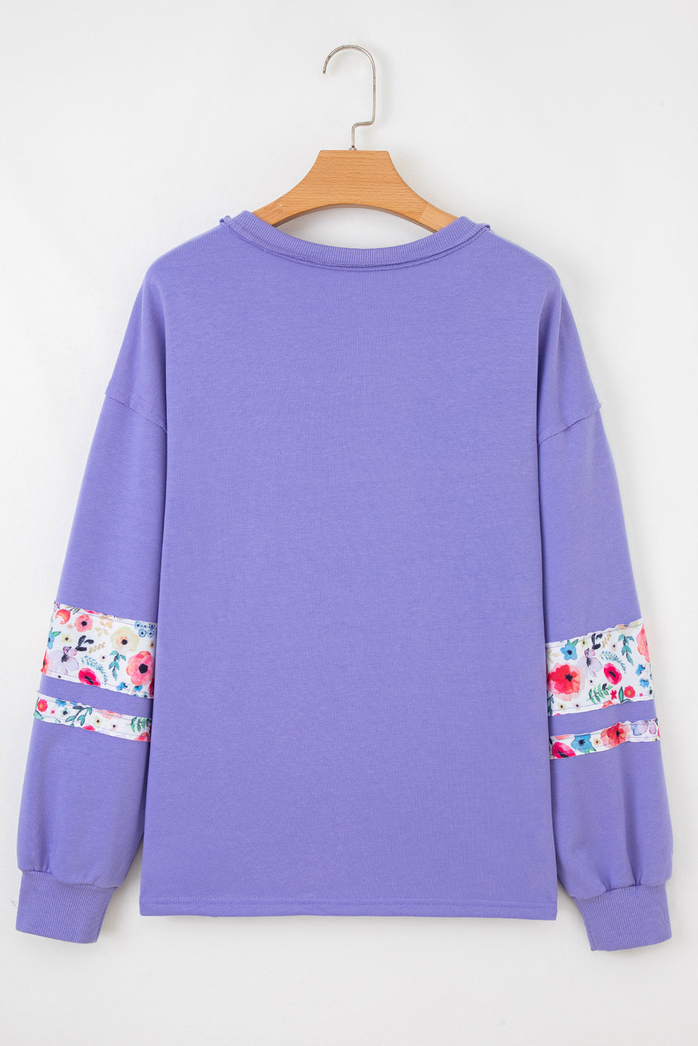 Pale Khaki Floral Applique Baggy Pullover Sweatshirt