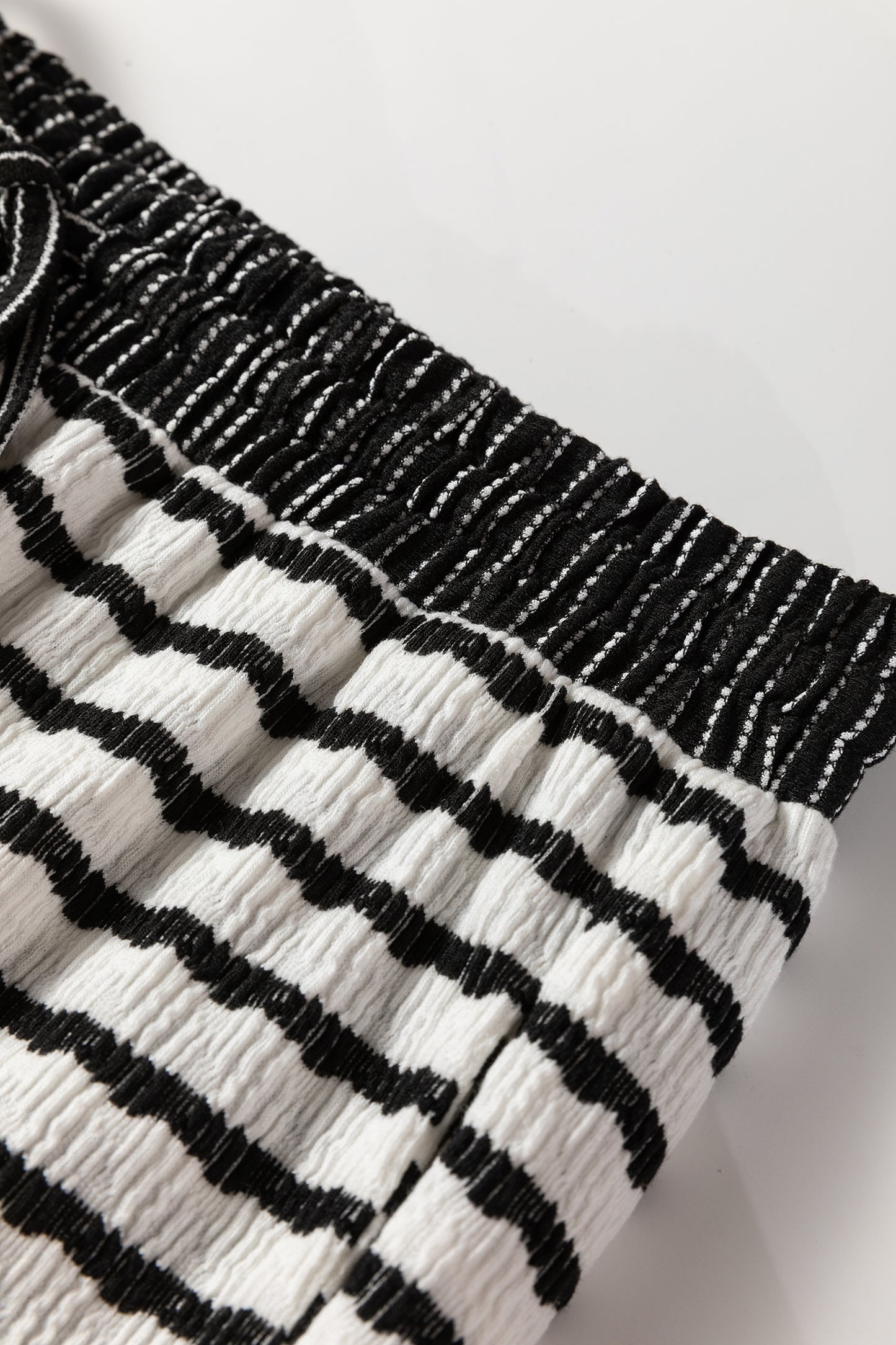 White Stripe Collared Pullover Top and Drawstring Pant Set