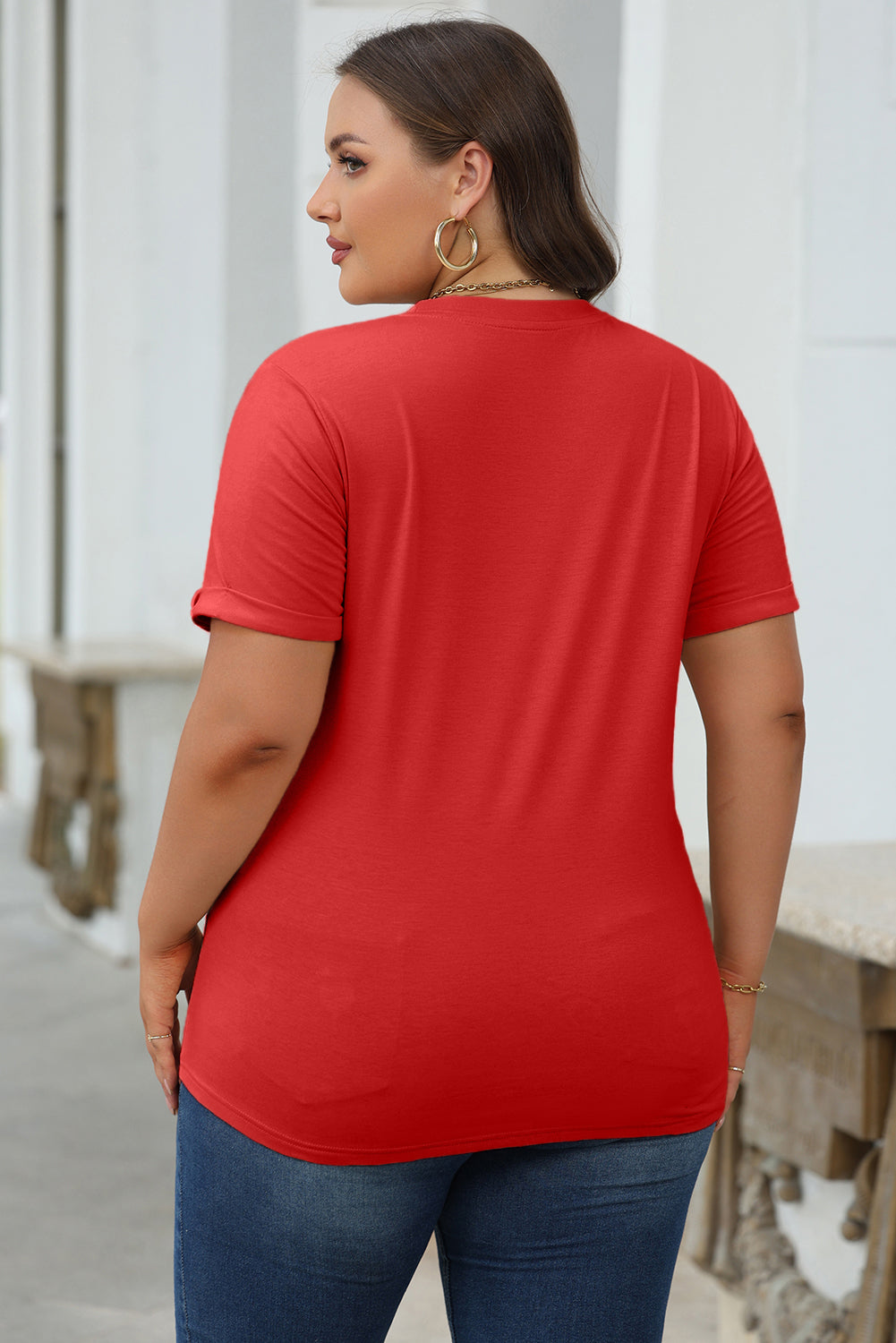 Yellow Cream Casual Plain Crew Neck Tee