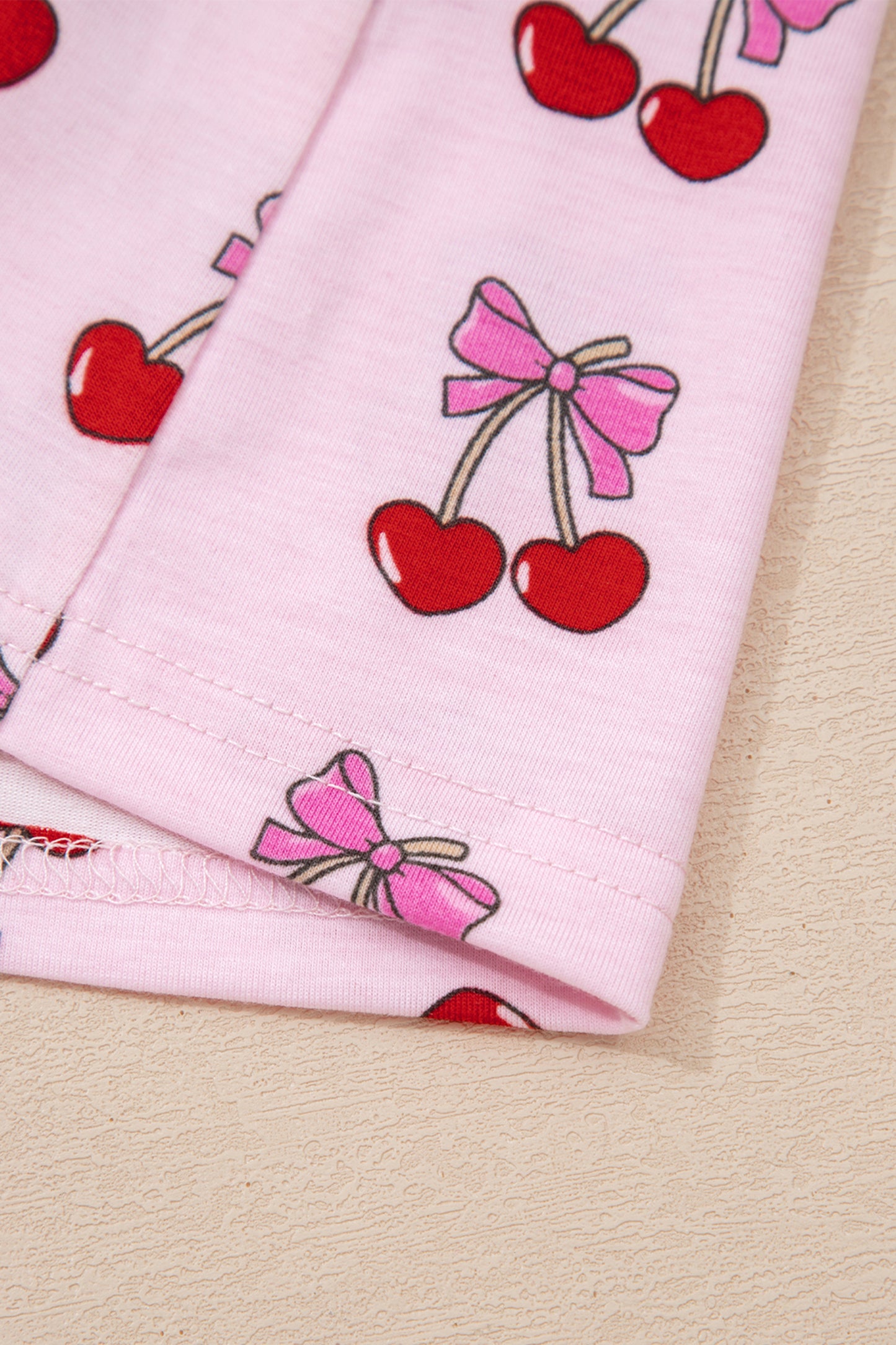 Pink Cherry/Bow Print Short Pajama Set